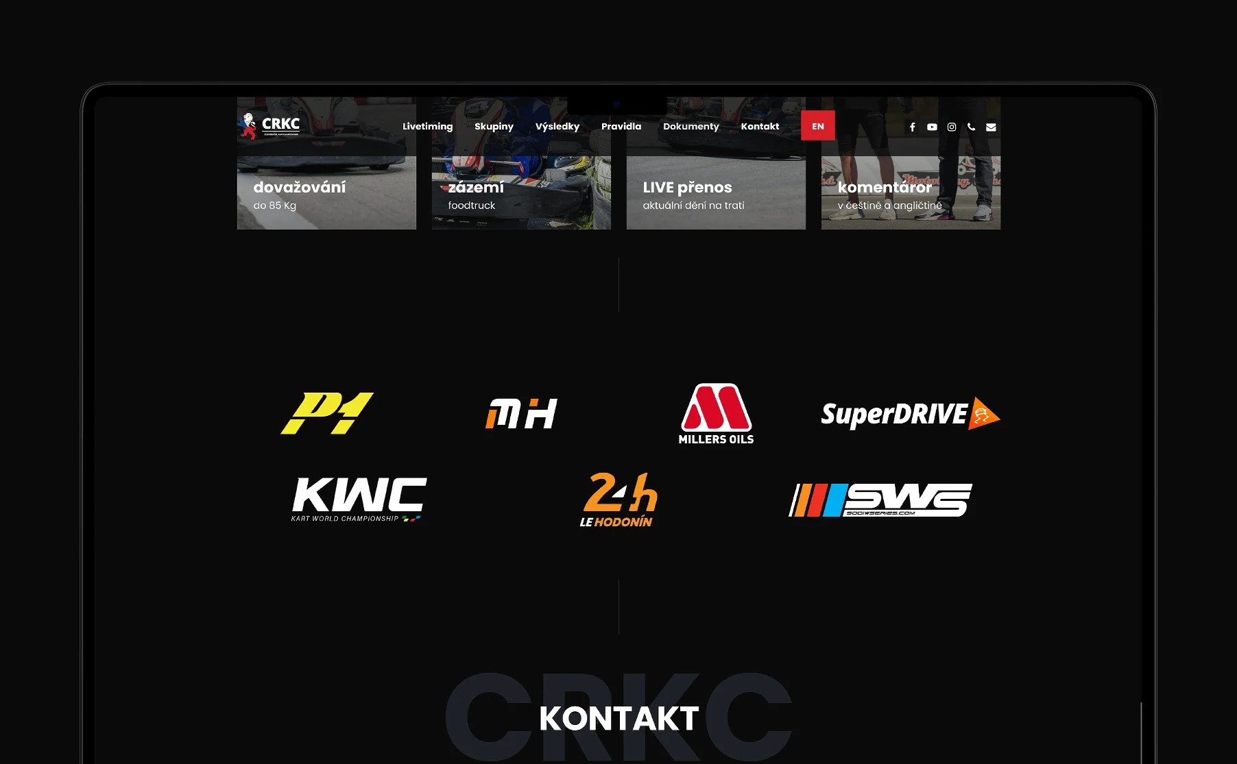 Moderní design webu pro Český šampionát v rental kartingu CRKC.