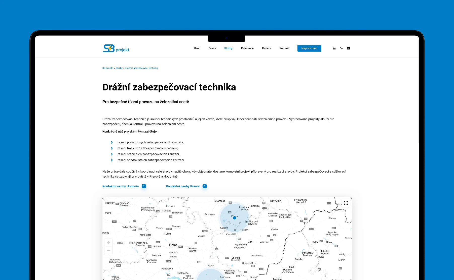 Moderní webová stránka pro společnost SB projekt s.r.o.